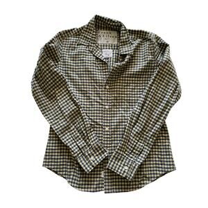 Frank & Eileen Barry Blue and Cream Check Woven Button up Blouse size S